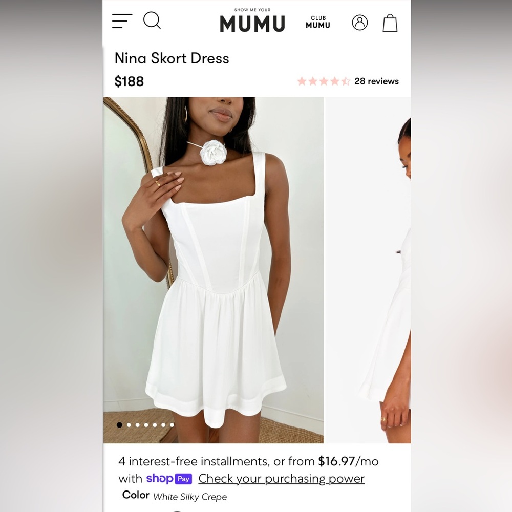 Show Me Your Mumu - Nina Skort Dress, color White Silky Crepe